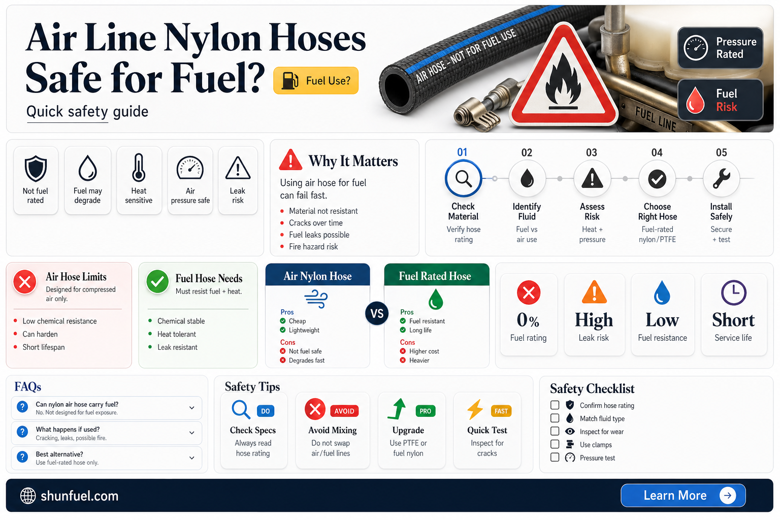 are air line nylon hoses fuel safe