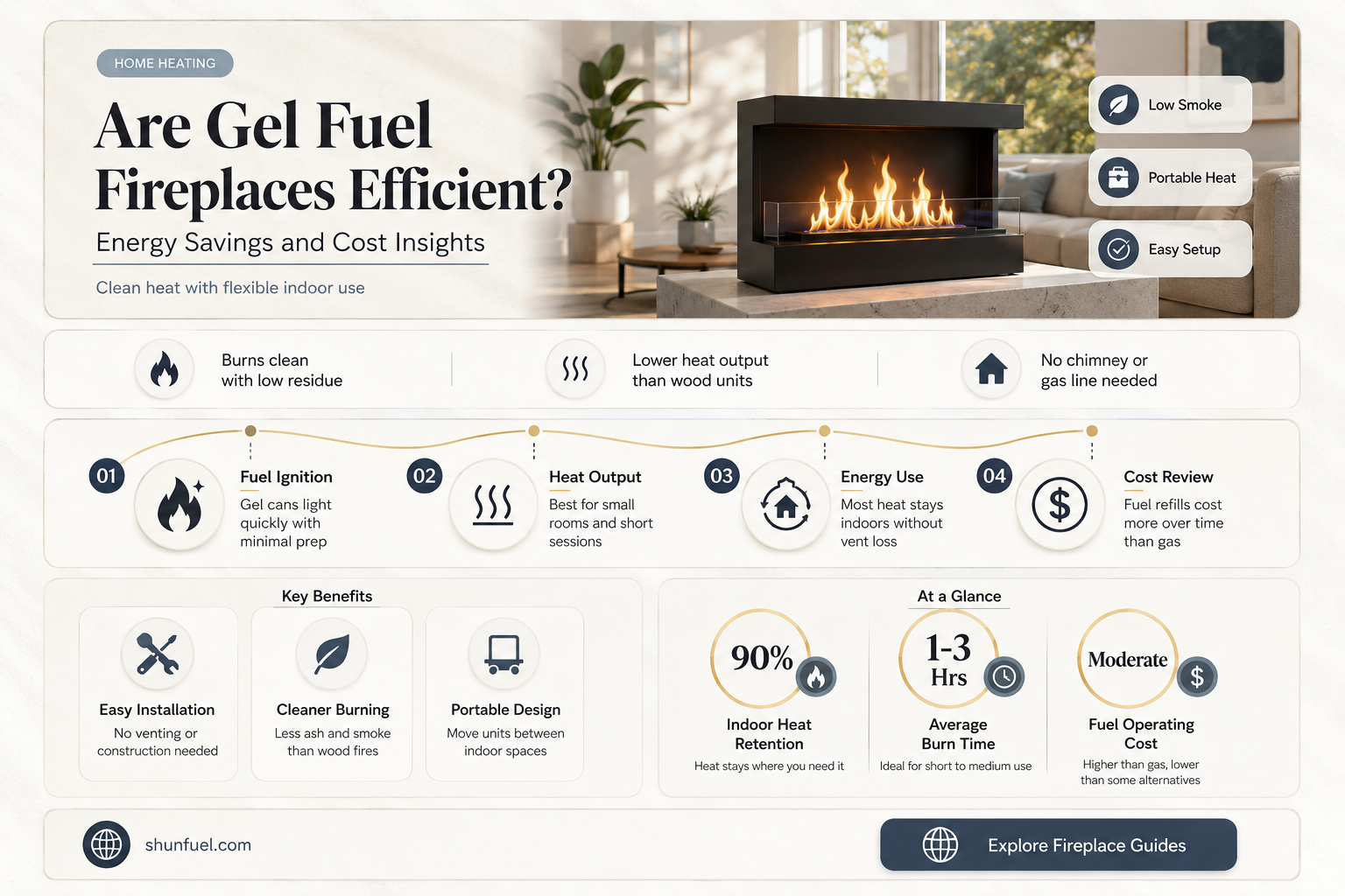 are gel fuel fireplaces efficient