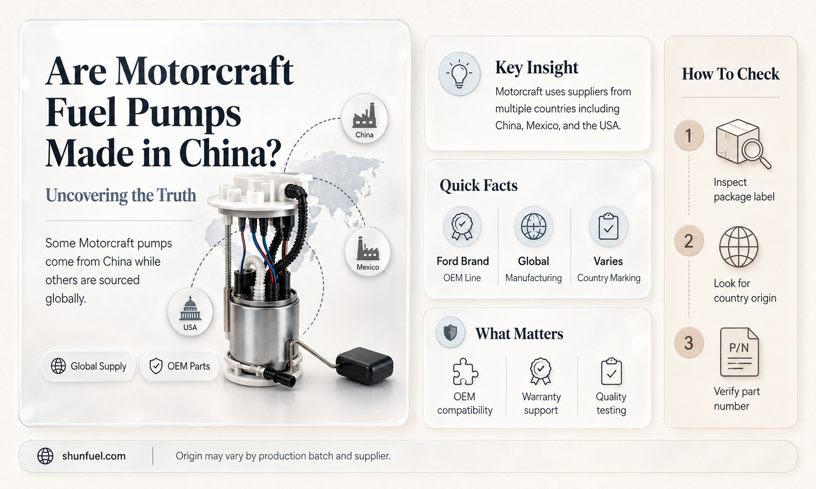 are motorcraft fuel pumps made in china