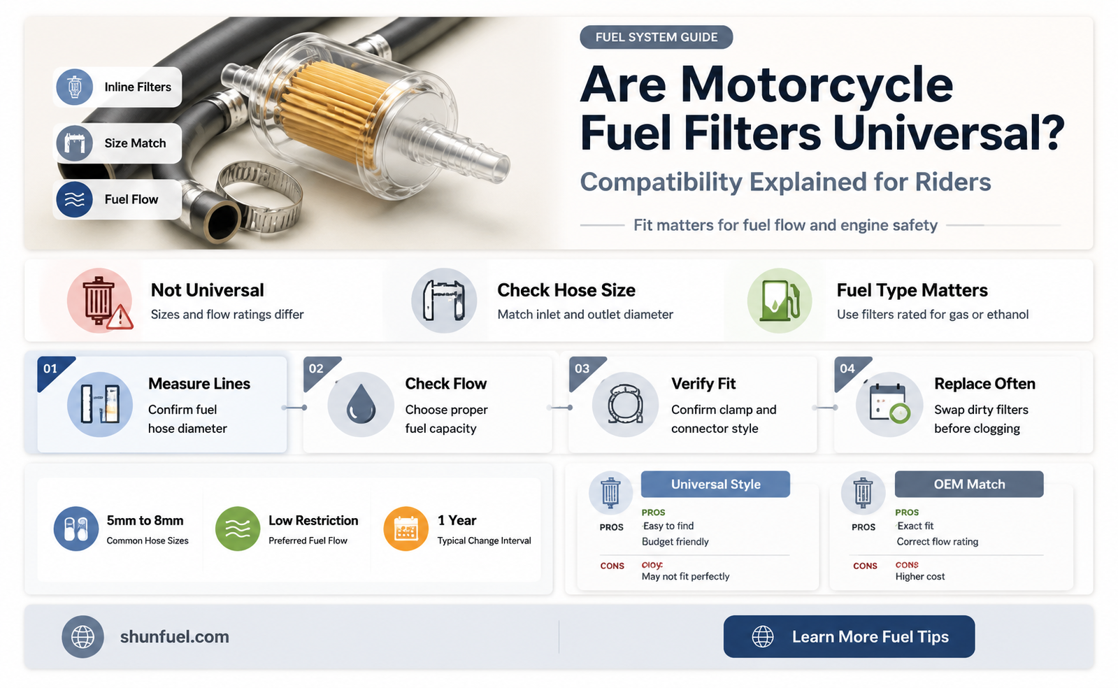 are motorcycle fuel filters universal