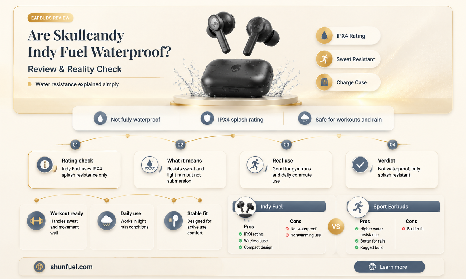 are skullcandy indy fuel waterproof