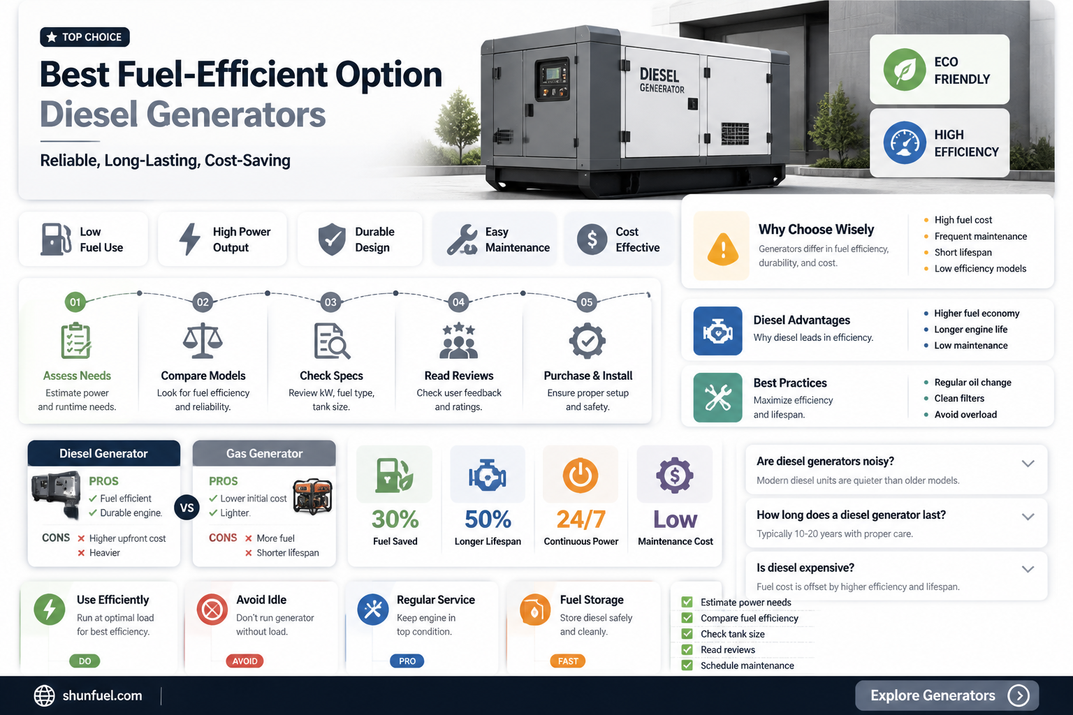 are diesel generator use the least amount of fuel