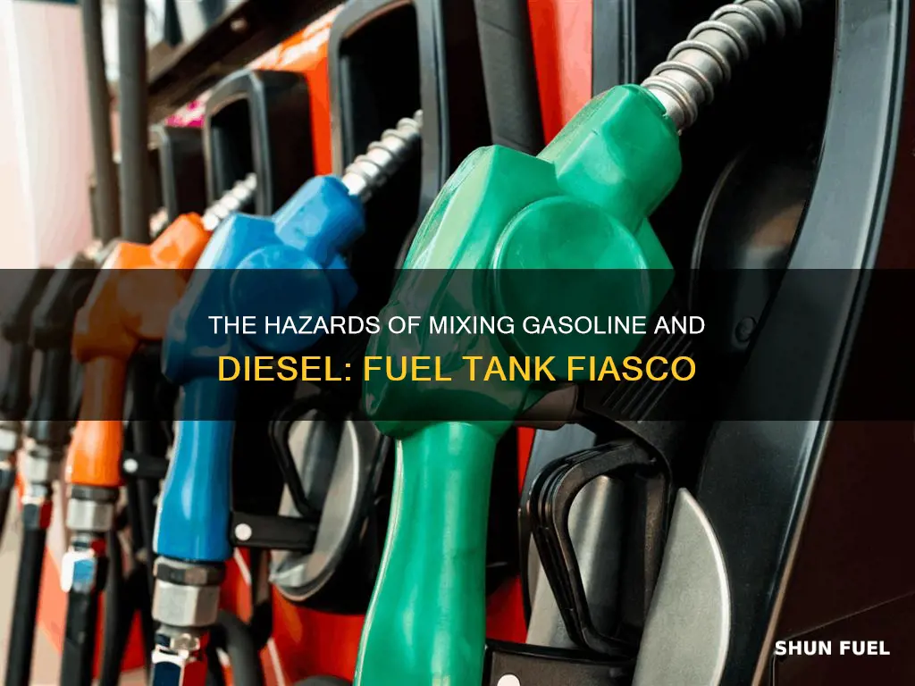 can gasoline be poured into diesel fuel can