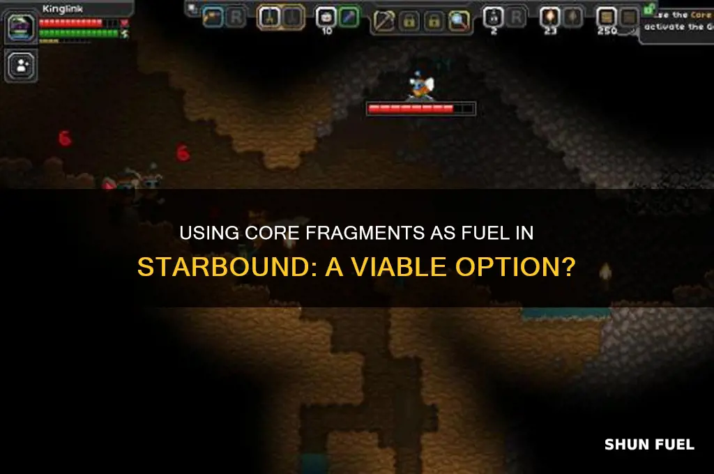 can i use core fragments for fuel in starbound
