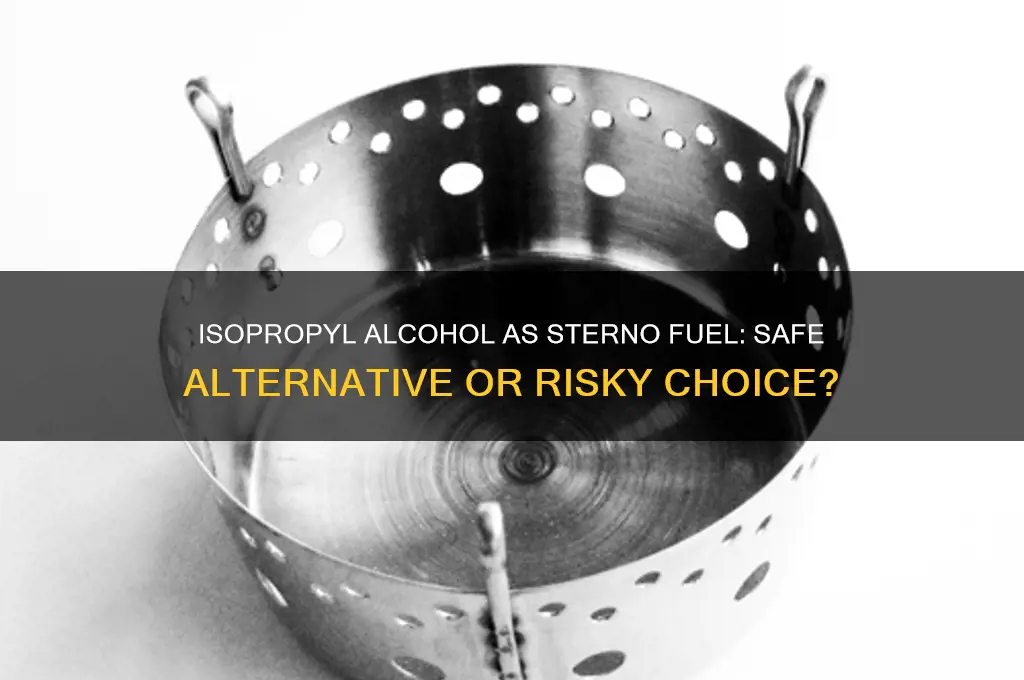 can i use isopropyl alcohol as sterno fuel