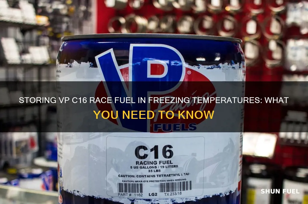 can vp c16 race fuel be stored in freezing weather