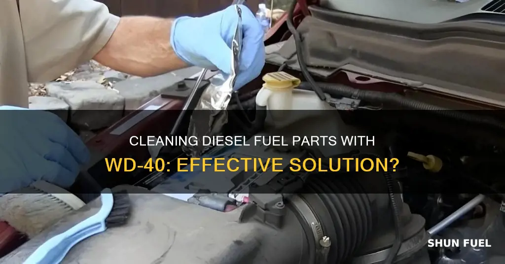 can you clean diesel fuel of of parts with wd40