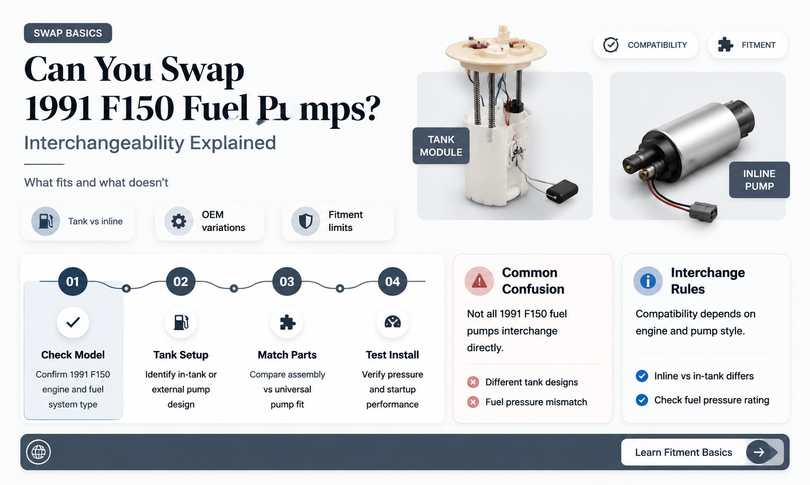 are the fuel pump on 1991 f150 interchangeable