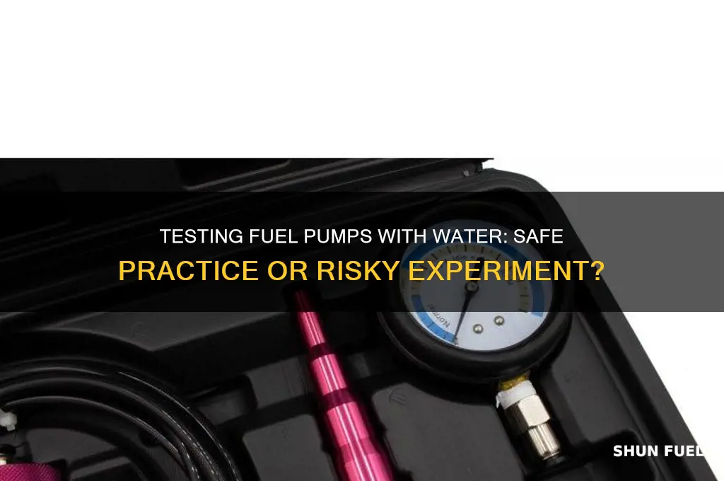 can you test a fuel pump with water