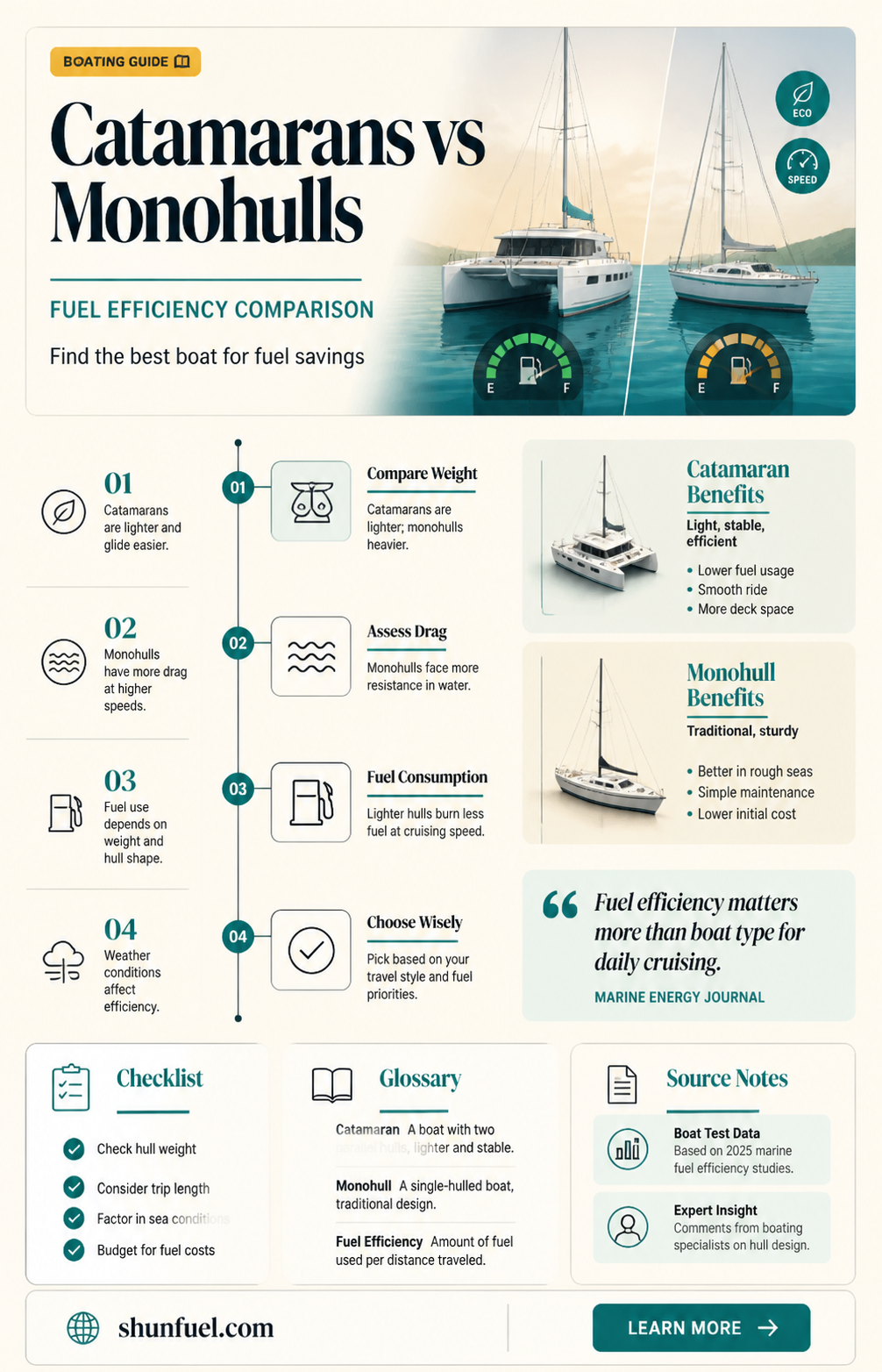 are catamarans more fuel efficient