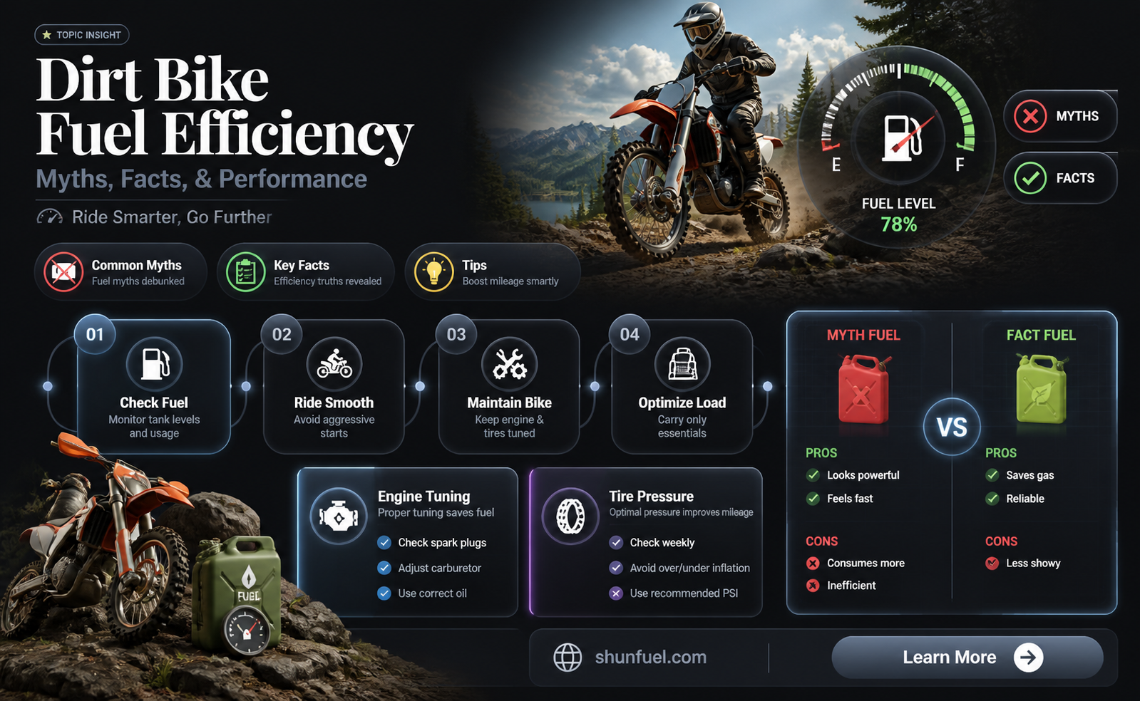 are dirt bike fuel efficiency