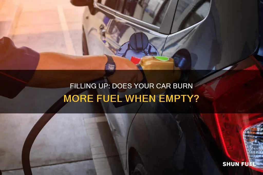 do cars burn extra fuel when filling up from empty