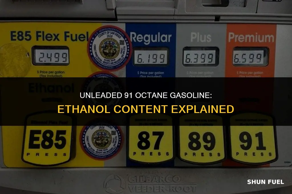 does 91 octane gasoline have ethano l