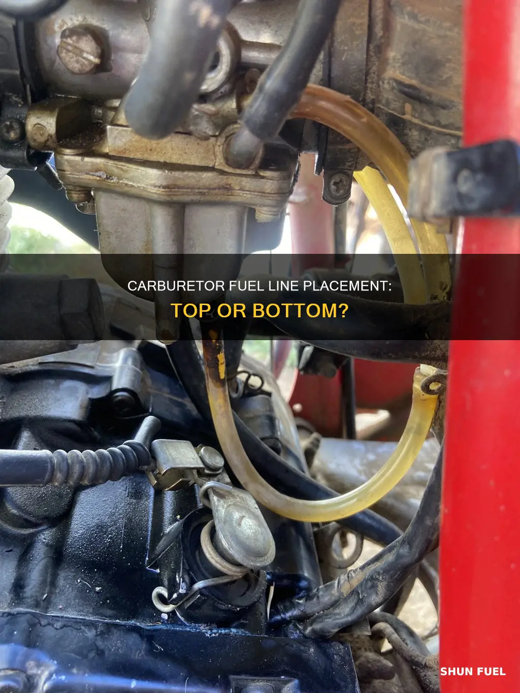 does fuel line go on top or bottom of carburetor