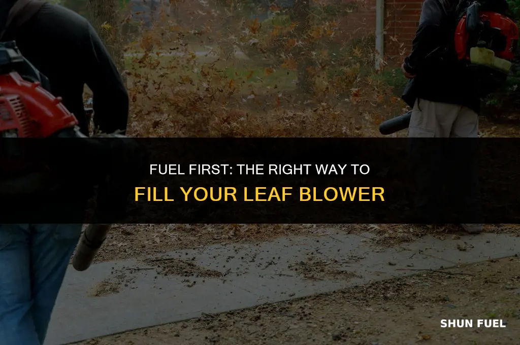 does gasoline go first in a leaf blower