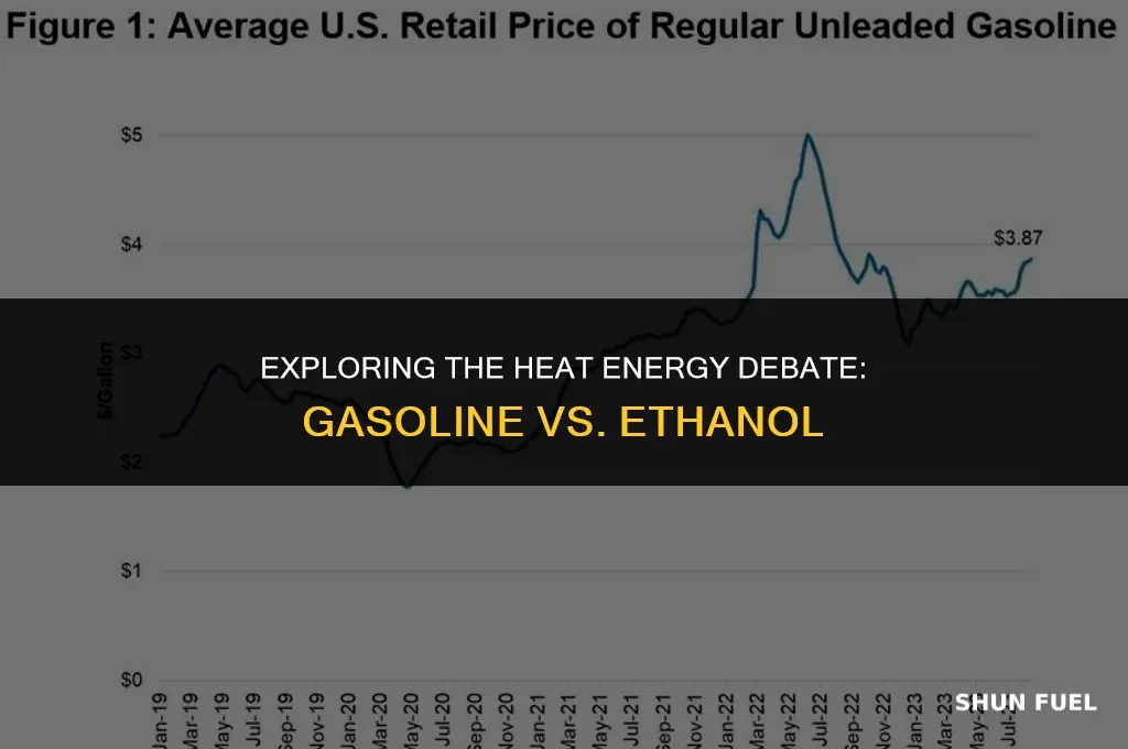 does gasoline have more heat energy than ethonol