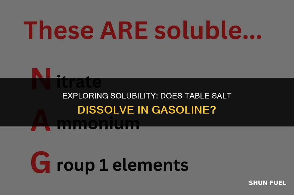 does table salt dissolve in gasoline