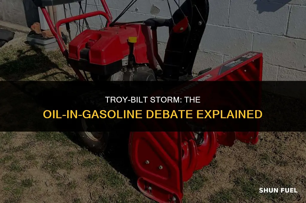 does troy bilt storm need oil in gasoline