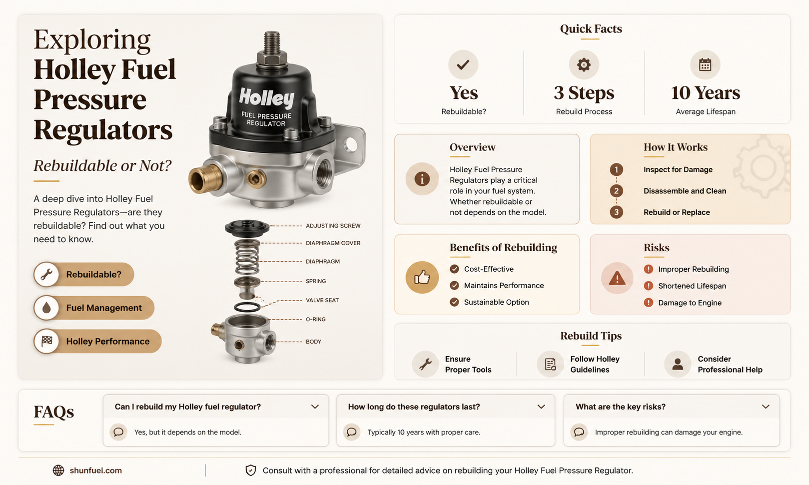 are all holley fuel pressure regulators rebuildable