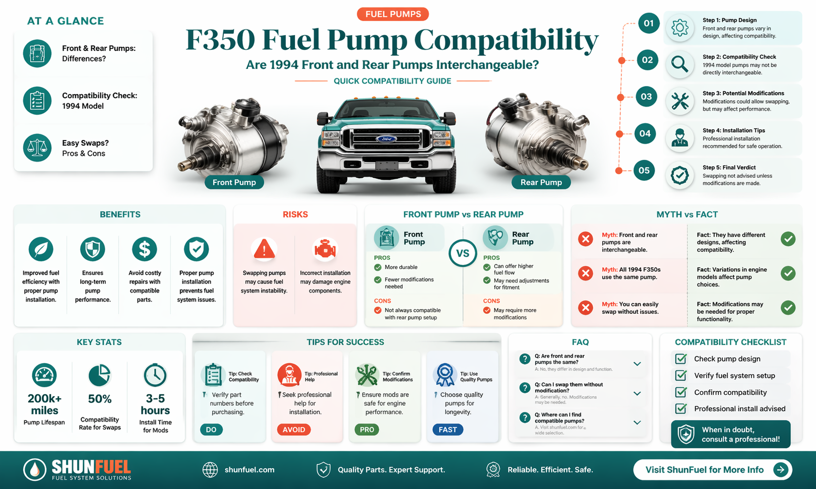 are 1994 f350 front and rear fuel pumps the same