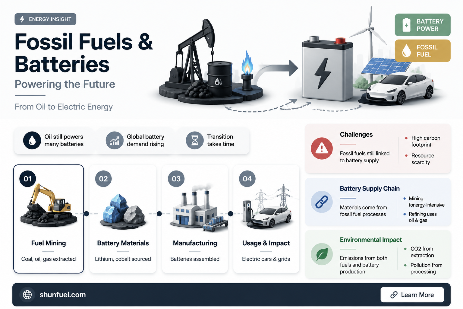 are fossil fuels required to make electric batteries