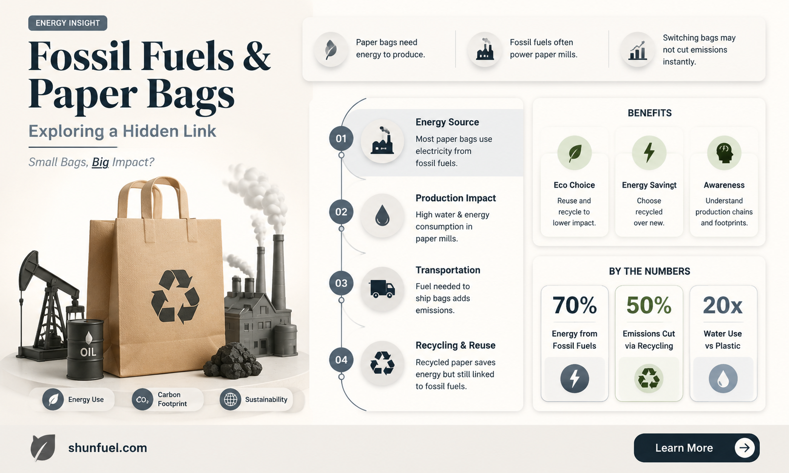 are fossil fuels used to make paper bags