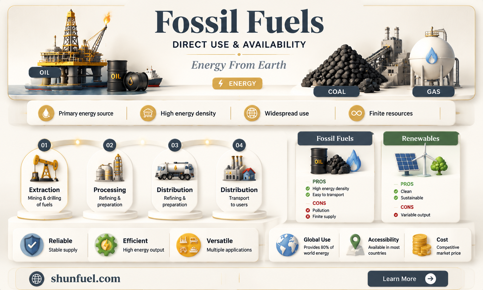 are fossil fuels available for direct use