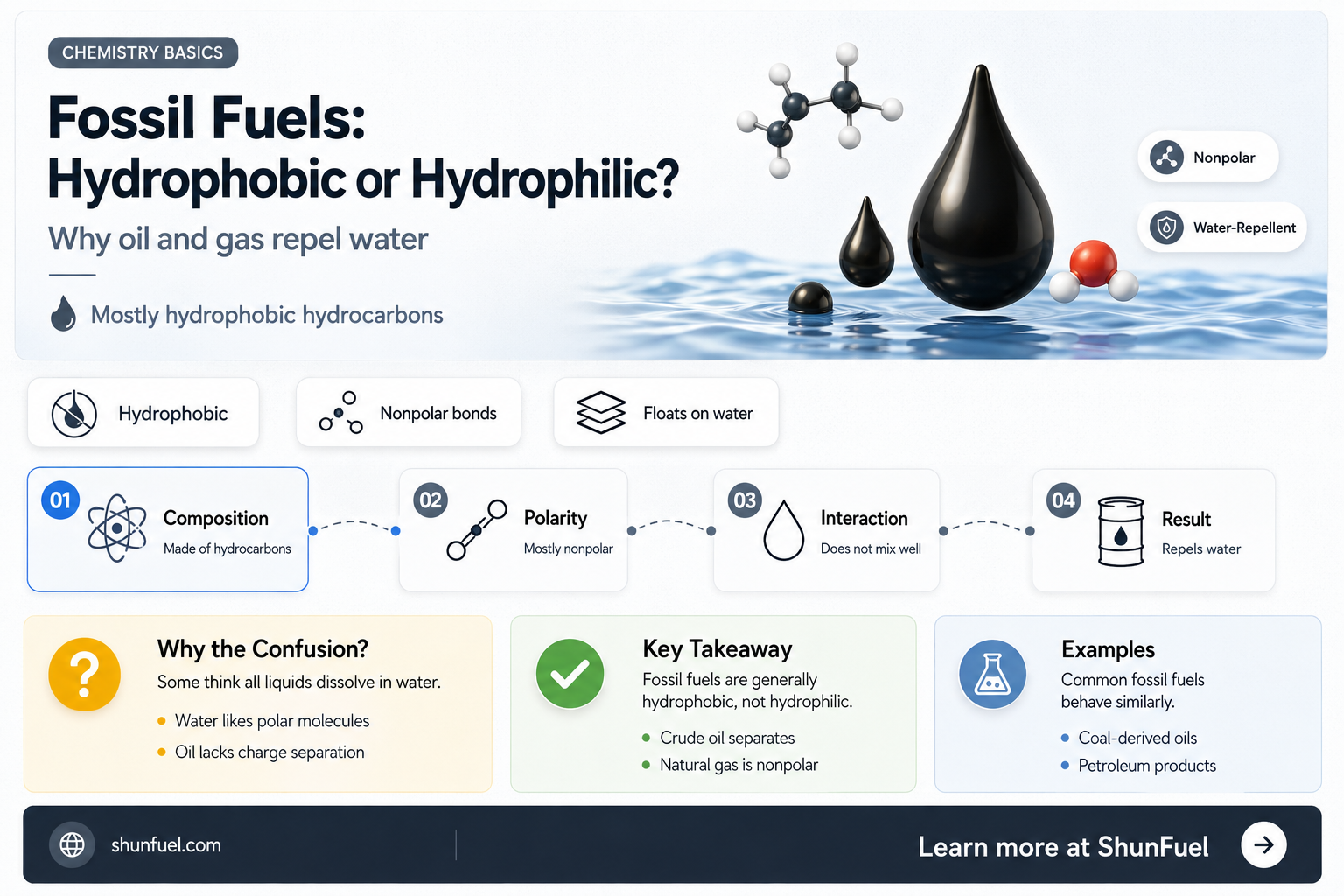 are fossil fuels hydrophobic or hydrophilic