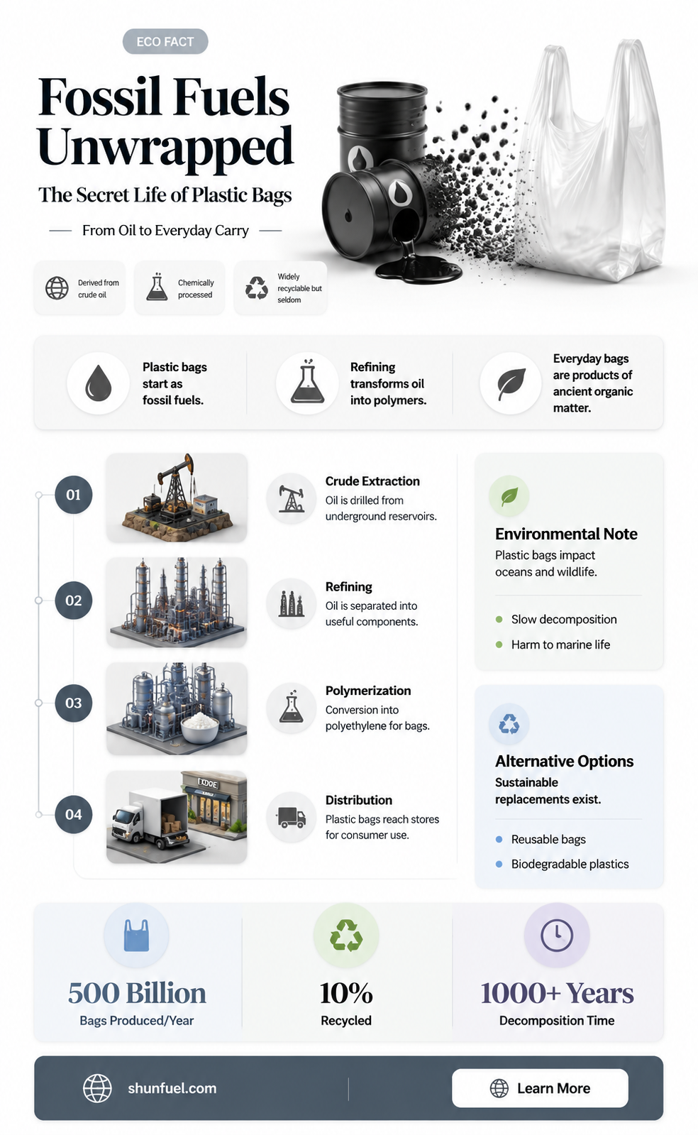 are plastic bags made from fossil fuels