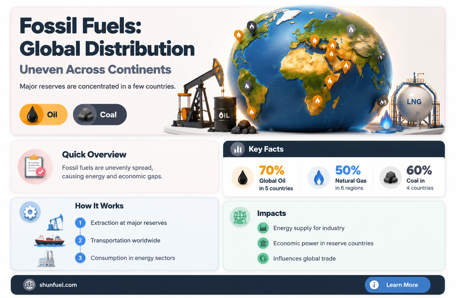 are fossil fuels evenly distributed over the earth