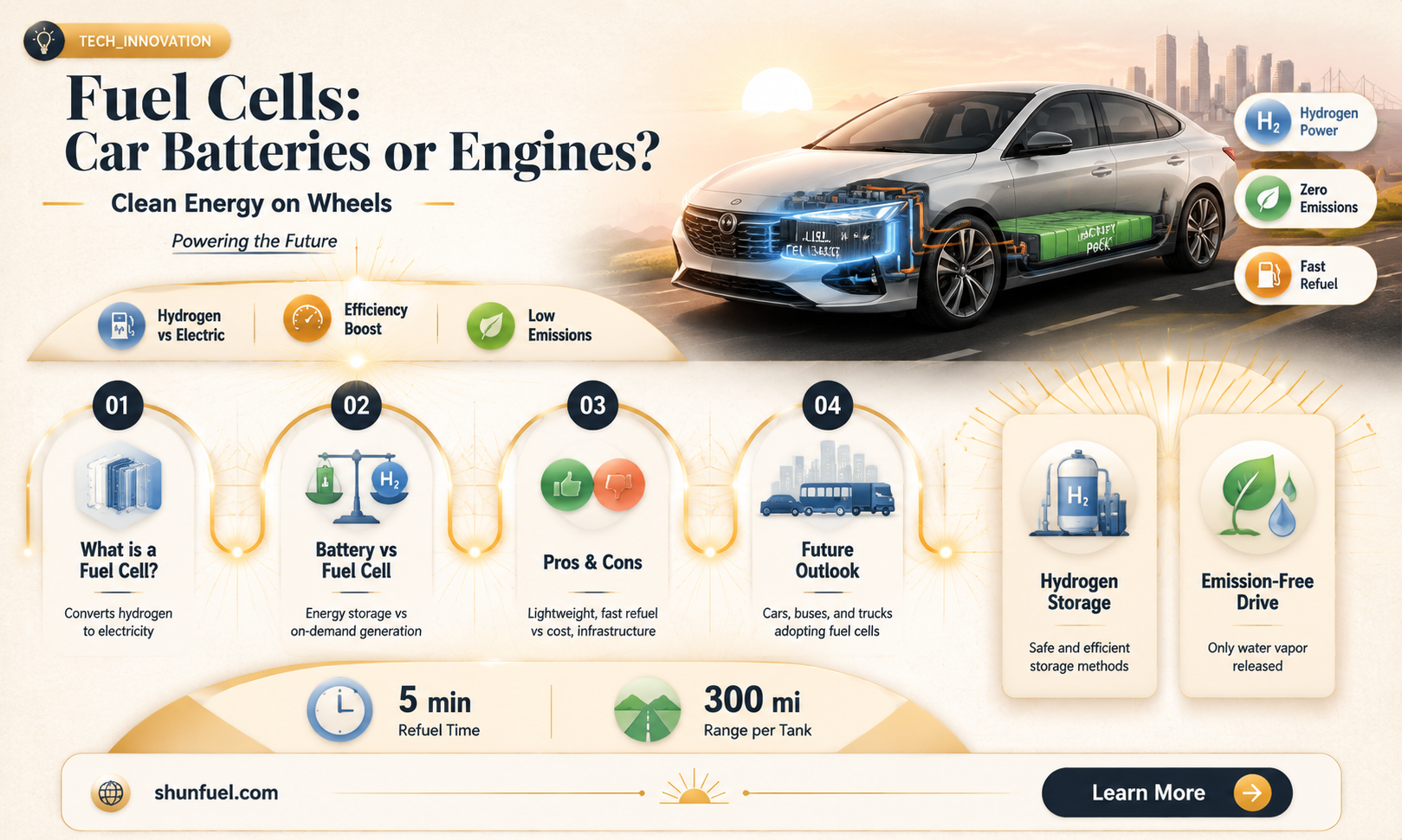 are fuel cells more like car batteries or car engines