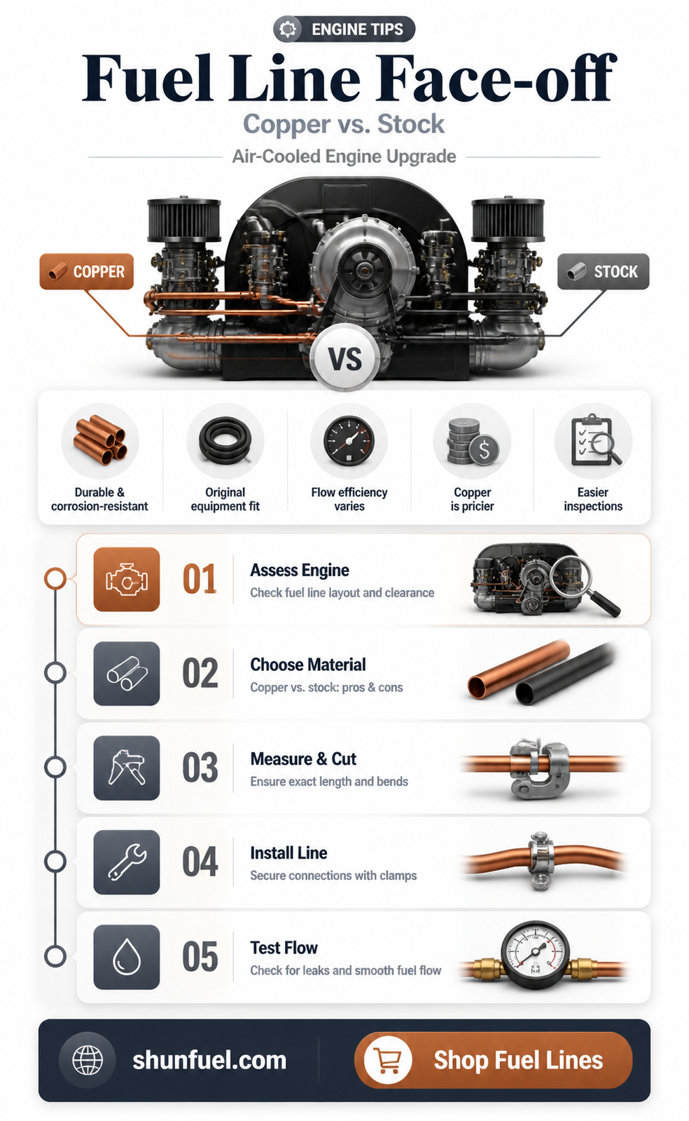 are cooper fuel lines better for air cooled