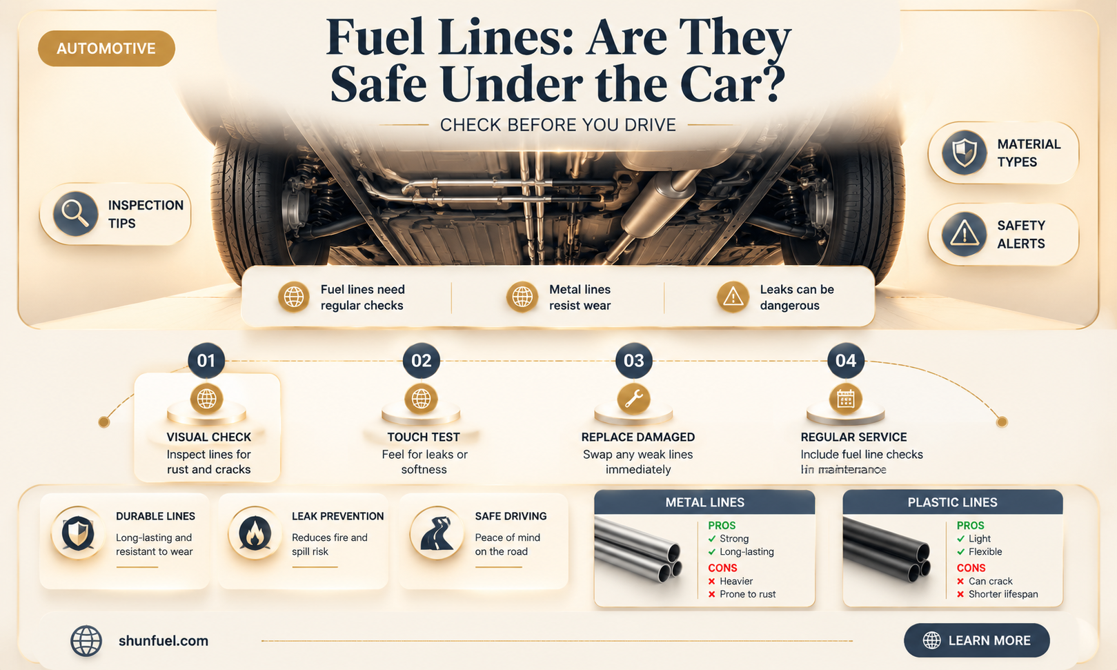 are fuel lines near wheels under car
