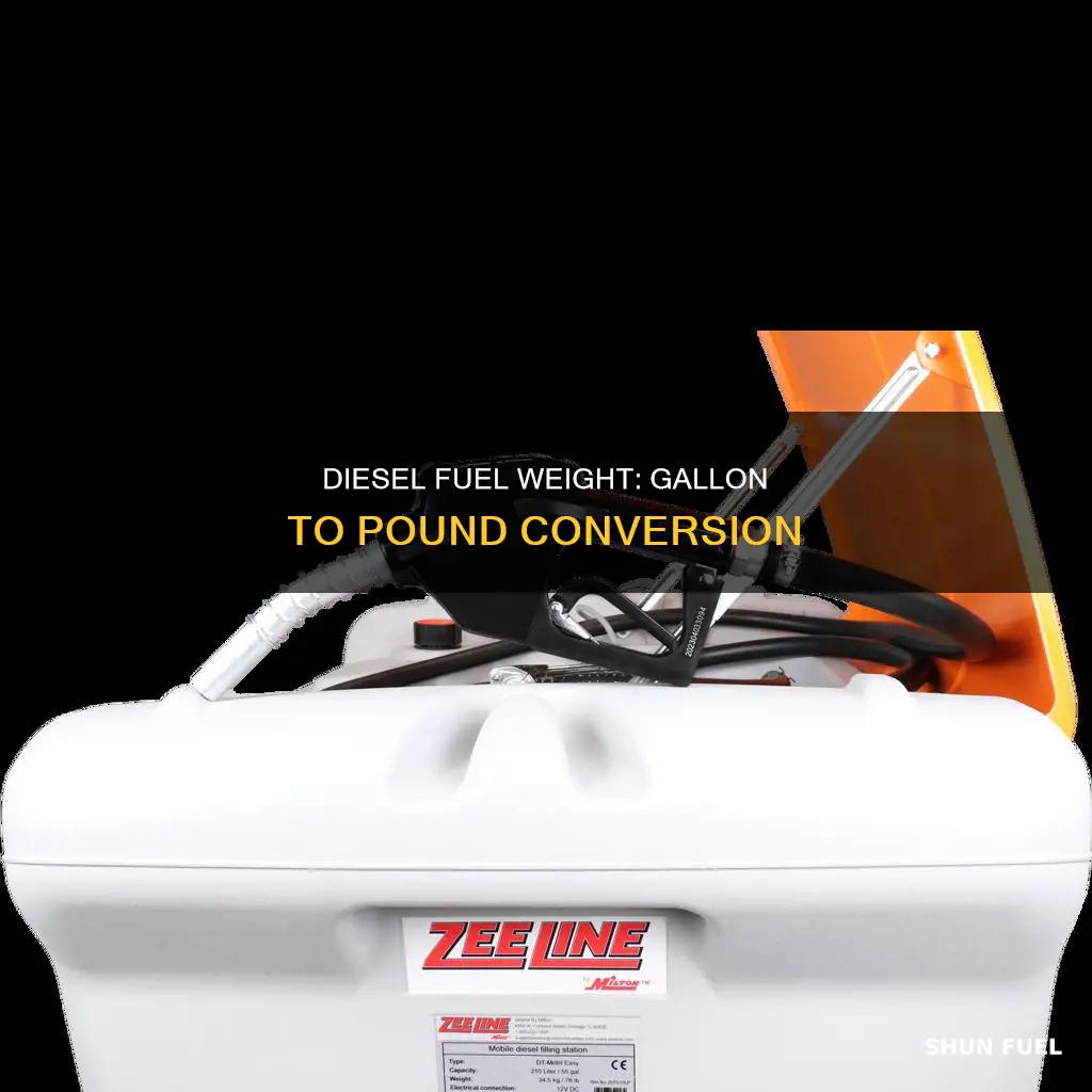 how does a gallon of diesel fuel weigh