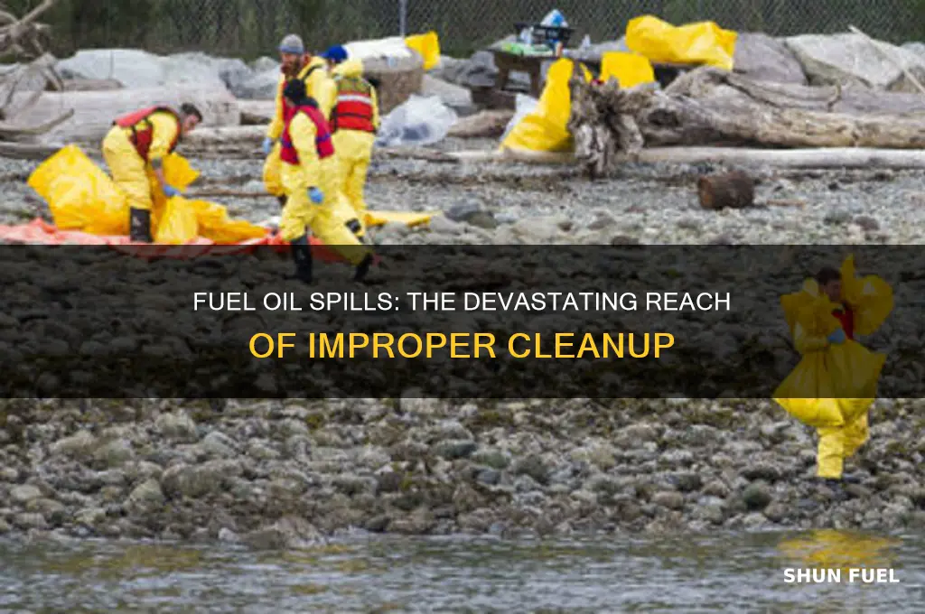 how far can fuel oil spread if not cleaned properly