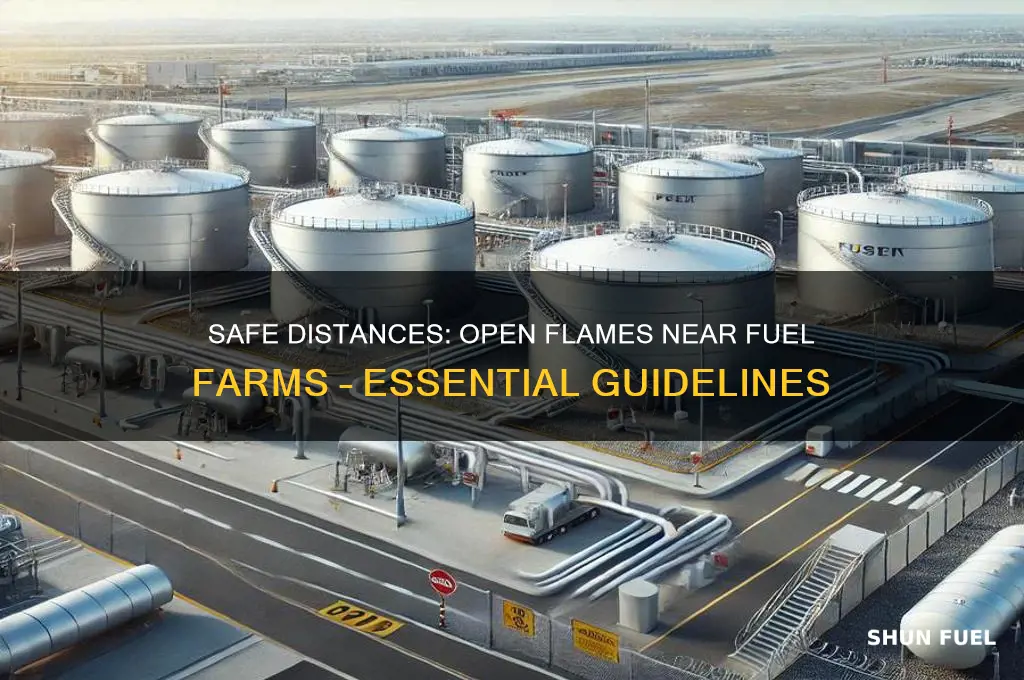 how far the use of opened flames from fuel farm