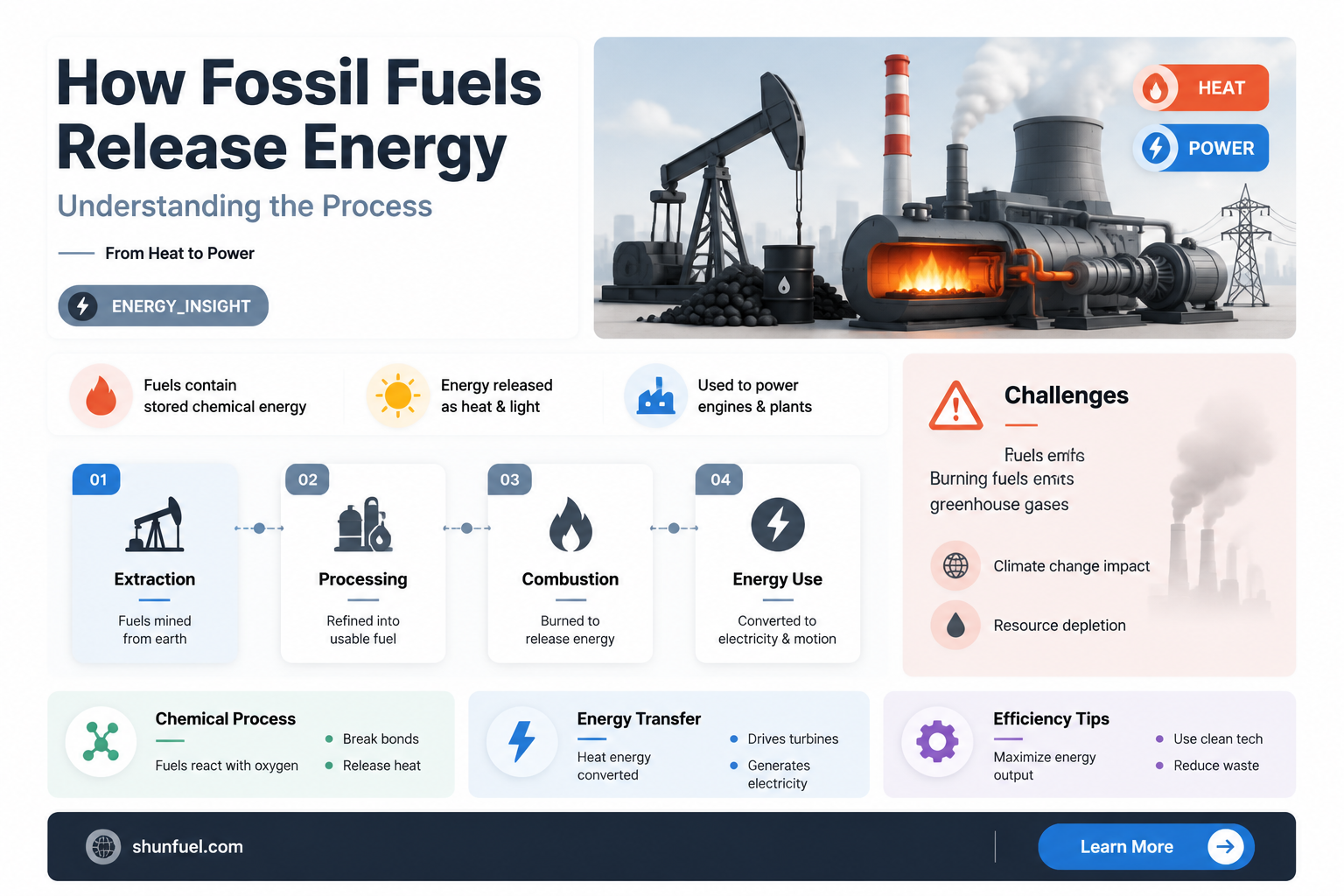 are fossil fuels burned to release energy