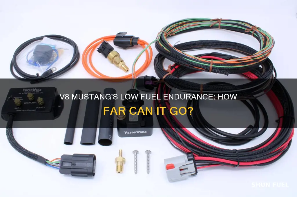 how long can a v8 mustang go on low fuel