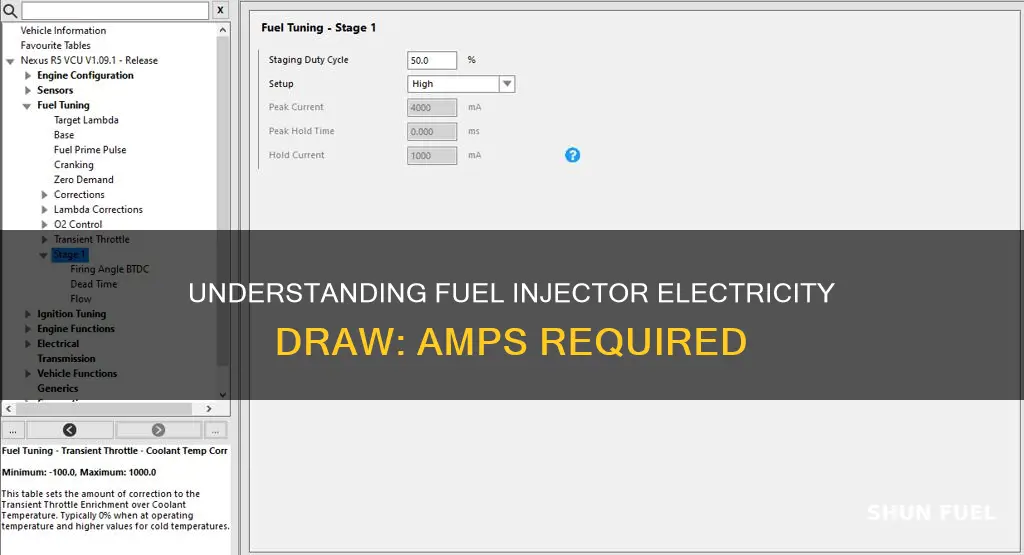 how many amps does a fuel injector draw