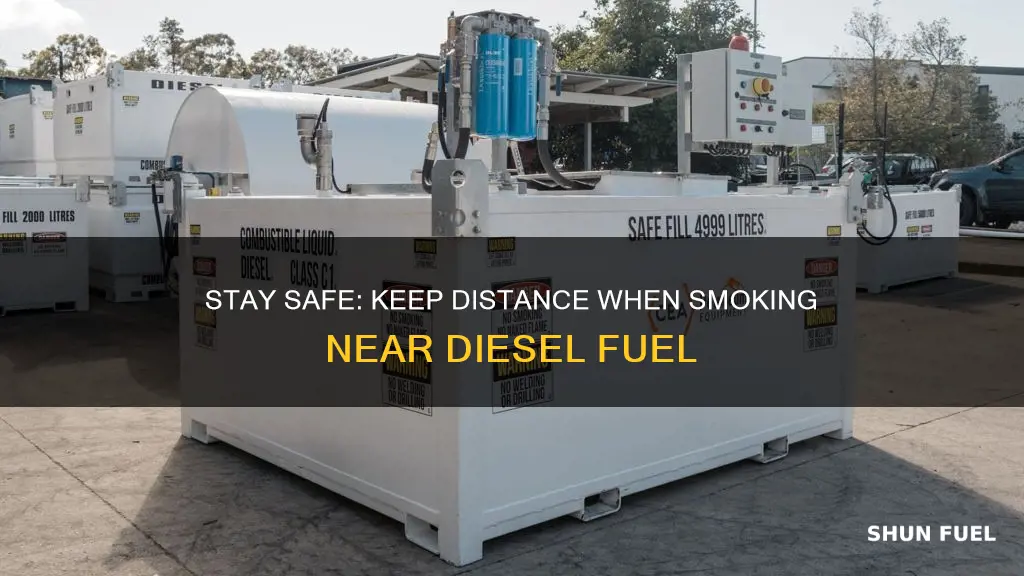 how many feet away from diesel fuel can you smoke