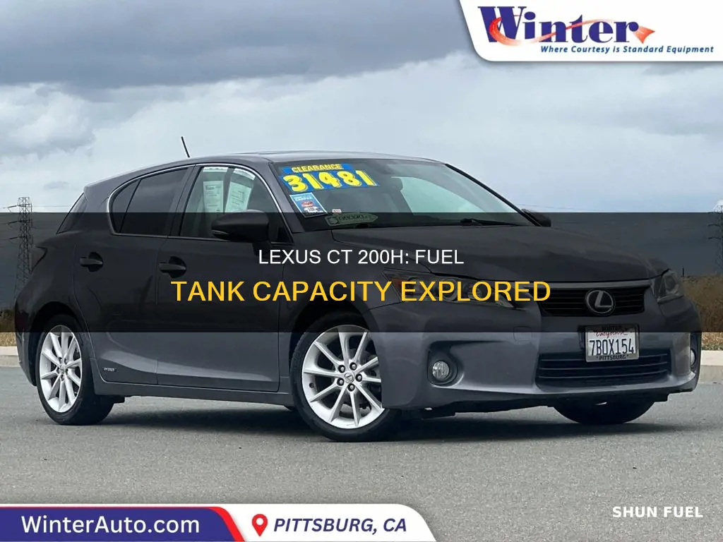 how many gallons of fuel is tank lexus ct 200