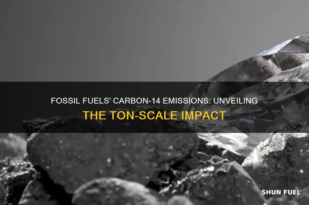 how many tons of carbon-14 are emitted by fossil fuels
