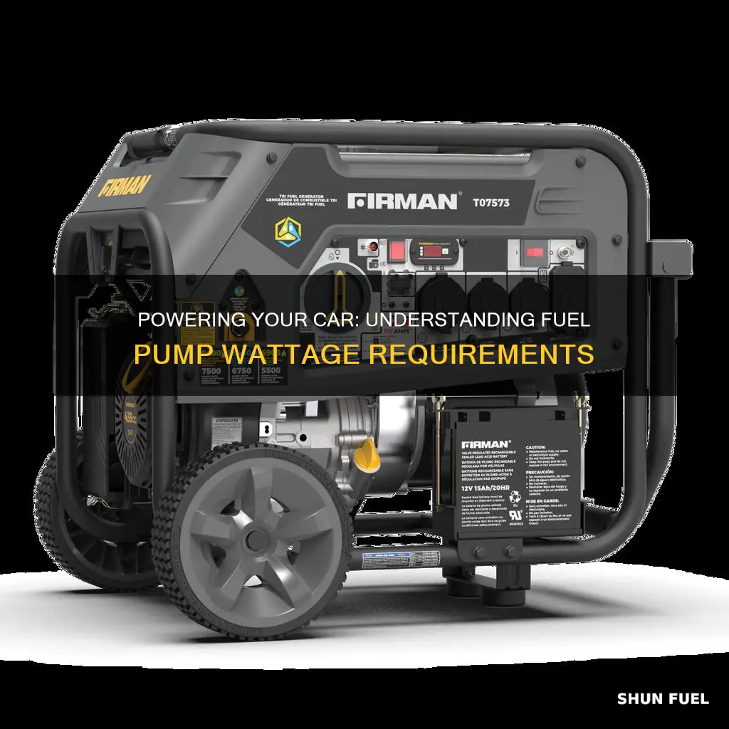 how many watts is a car fuel pump