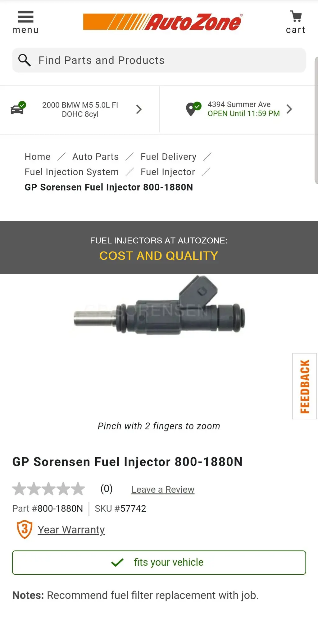 how much are fuel injectors at autozone