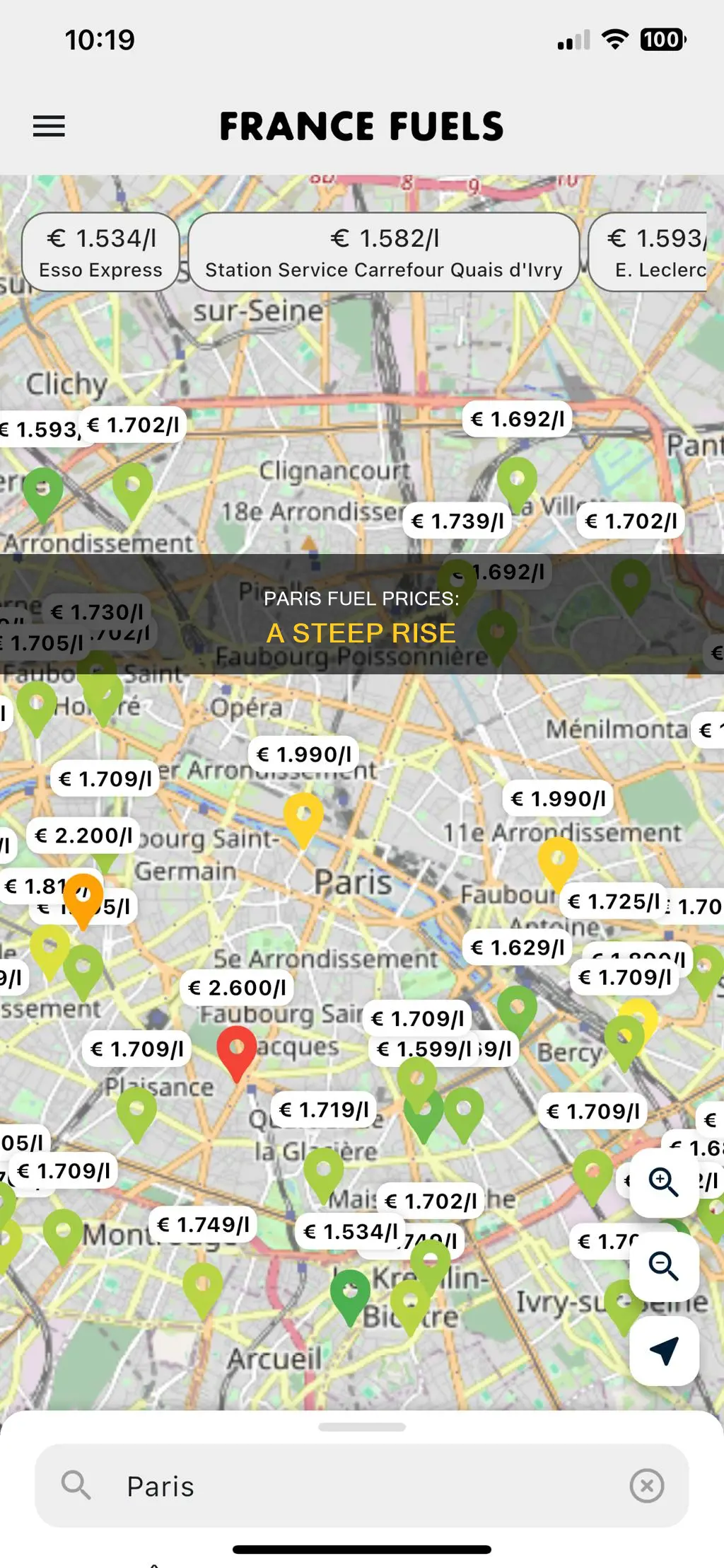 how much did fuel prices rise in paris