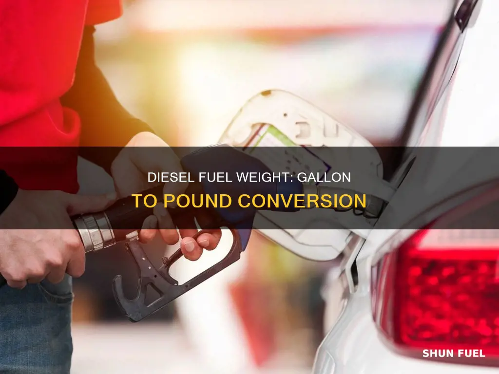 how much does 1 gallon of diesel fuel weigh