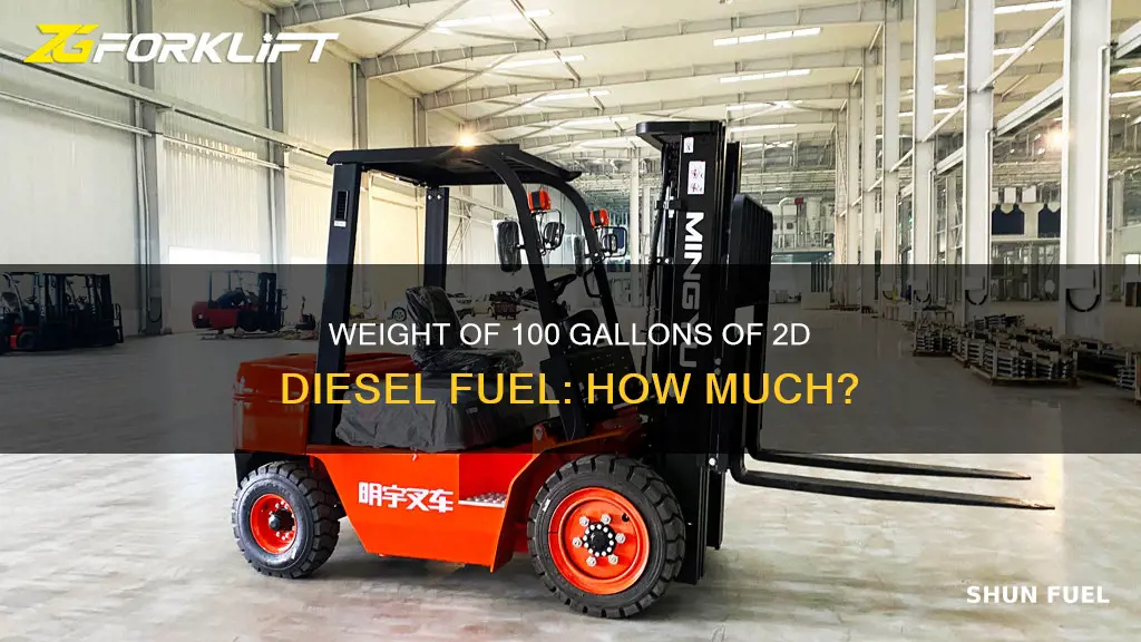 how much does 100 gallons of 2d diesel fuel weigh