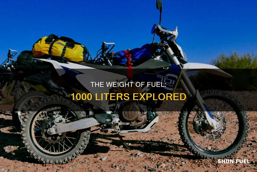 how much does 1000 litres of fuel weigh