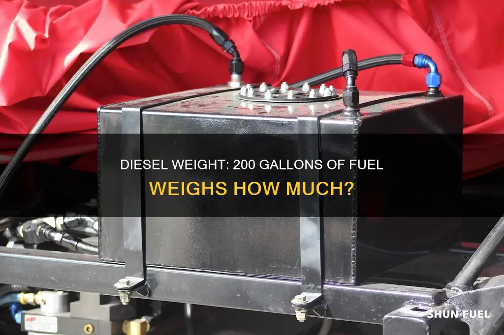 how much does 200 gallons of diesel fuel weigh