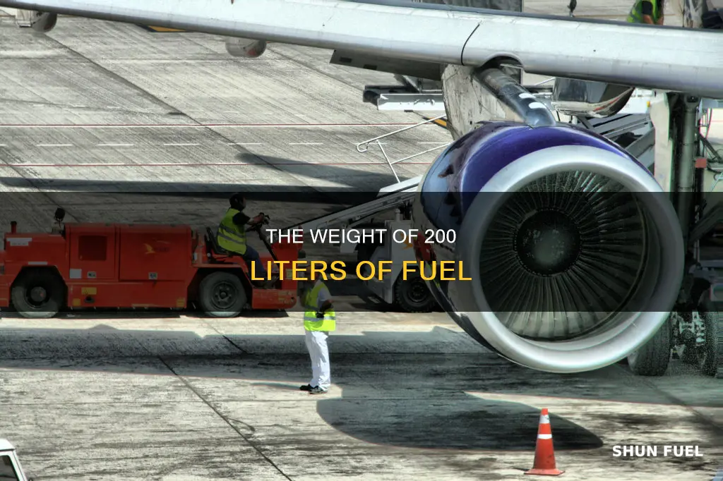 how much does 200 litres of fuel weigh